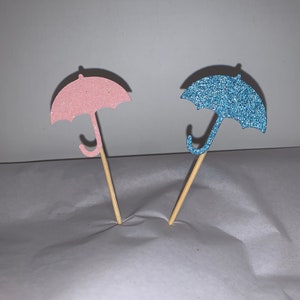 Glitter Regenschirm Cupcake Toppers, Babyparty Dekorationen