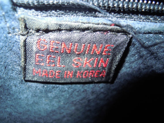 Genuine Black Eel Skin Clutch Purse Hand Bag w Sh… - image 4