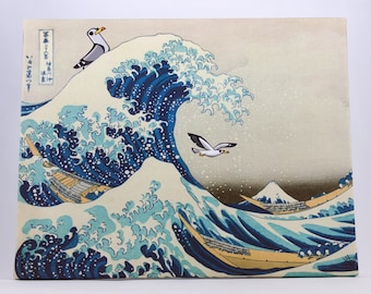 Hokusai Great Wave Remix – Seagulls Giclée Canvas Art (16x20)