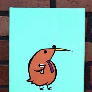 Business Kiwi.  8&quot; x 10&quot; hand painted canvas.