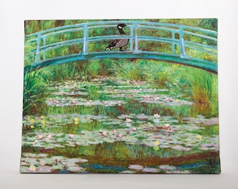 Monet's Japanese Bridge Goose Canvas Print – 16x20 Giclée Remix
