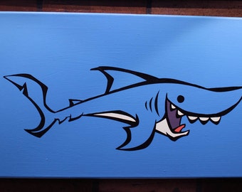 Shark  Bait!  12" x 24" hand painted canvas. HOO HAH AH!