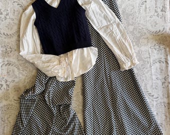 1970s Style Pants Suit Sweater Vest Blouse Check Bell Pants Sz: Small Raggandbone Yard