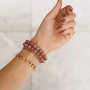 Breast Cancer Awareness Rhodonite Beaded Bracelet image 3