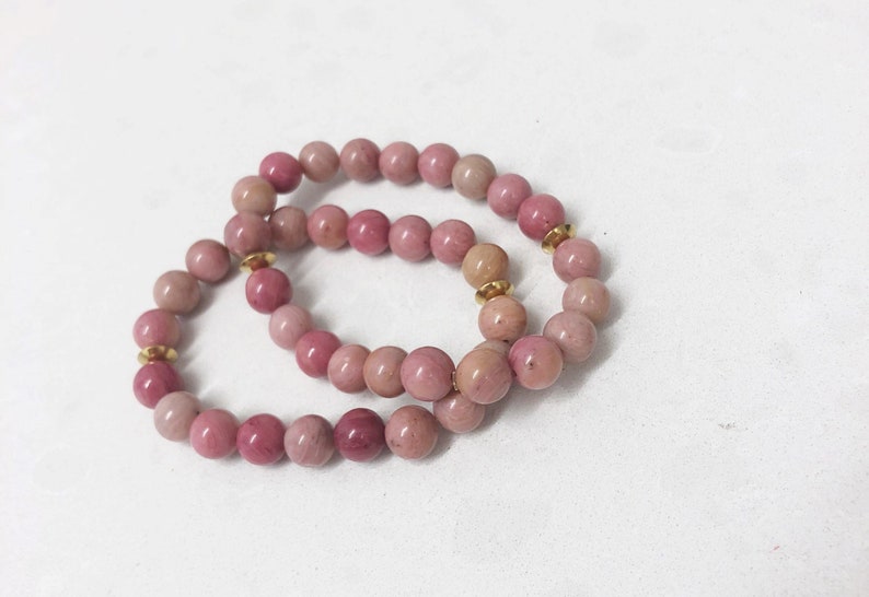 Breast Cancer Awareness Rhodonite Beaded Bracelet image 4