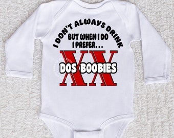 Dos Boobies Bodysuit or Shirt, Boy or Girl, Short Sleeve, Long Sleeve, White, Black, Pink, Navy, Funny, Breastfeeding, Toddler Shirt