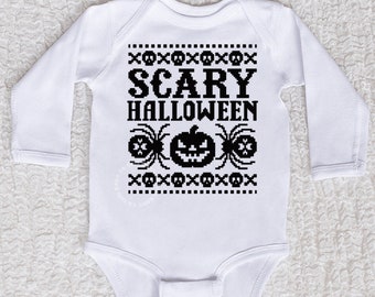 Halloween Ugly Sweater Bodysuit or Tee, Baby Outfit, Halloween Baby, Toddler Shirt