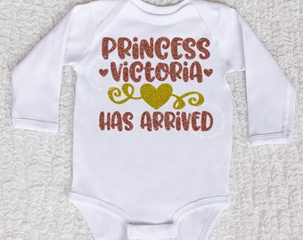 Personalized Glitter Princess Bodysuit | Newborn Girl Outfit | Custom Baby Shower Gift | Princess Has Arrived Baby Bodysuit | Sparkly Infant