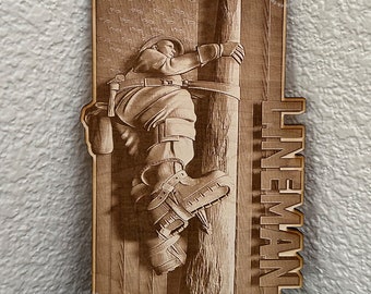 Lineman Wood Sign 3D Illusion | Lineman Gift for Him | Lineman Decor | Electrical Worker Gift | Unique Lineman Gift | Lineman Appreciation