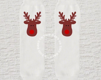 Rudolph Leg Warmers, Leggings, Arm Warmers, Christmas Leg Warmers, White or Pink, Boy or Girl Leg Warmers