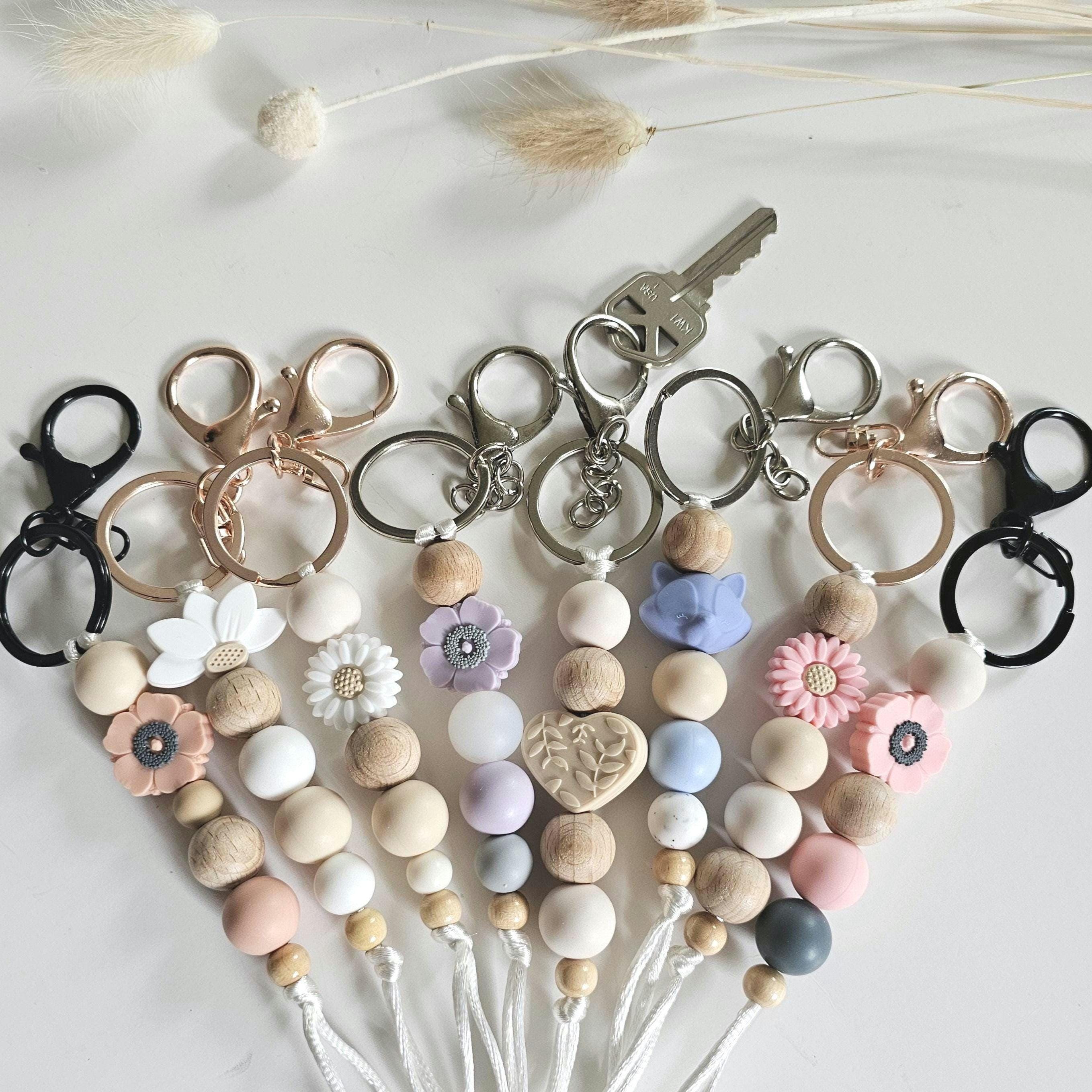 Porte-monnaie Bracelet Pour Femme - Avec Perles En Silicone, Motif Fleuri - Porte-cartes, Clés Et Pièces - 12