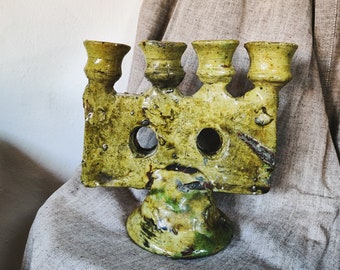 Tamegrout candlestick, Moroccan green four candles candelabra