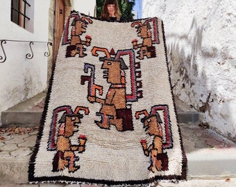 Large Guatemalan rug - Handmade tapestry with mayan pattern
