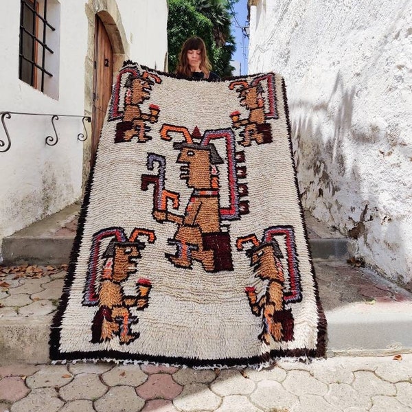 Large Guatemalan rug - Handmade tapestry with mayan pattern