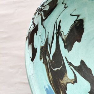 Traditional ceramic serving bowl handmade in Spain seafoam marbled image 3