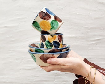Handmade ceramic breakfast set for two - mug & bowl