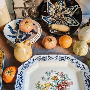 Octagonal Platter | Bird & Floral Design |  Portuguese pottery |  Serving Dish