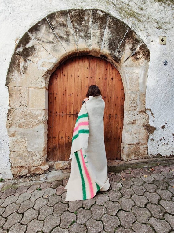 Vintage Traditional Spanish Woven Merino Wool Blanket or Etsy