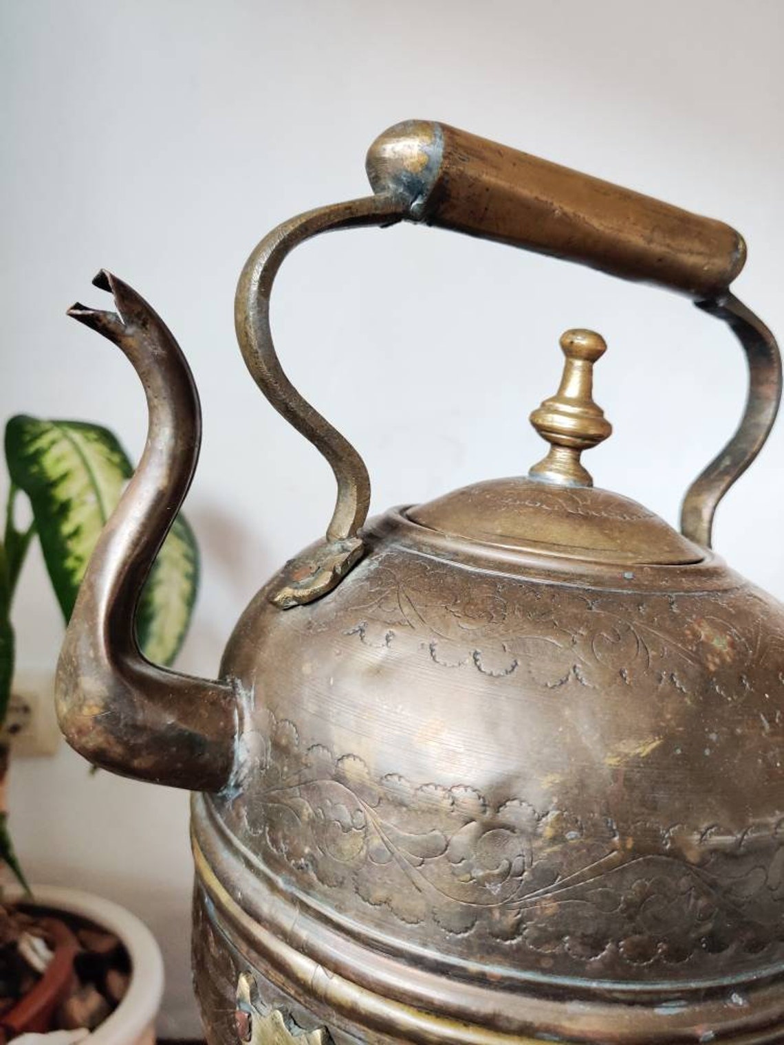 Antique North African Copper and Brass Kettle on Tripod Stand | Etsy