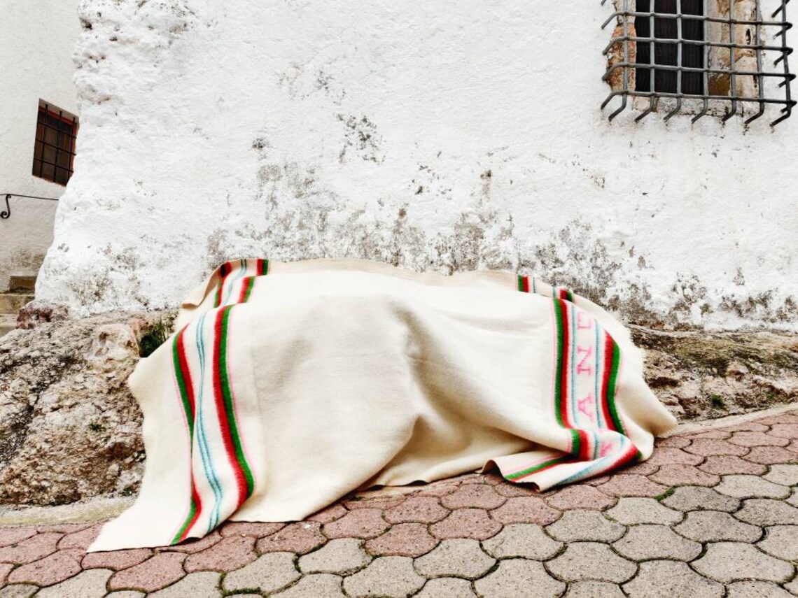 Vintage traditional Spanish woven merino wool blanket or Etsy
