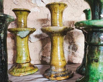 Tamegrout candlestick, Moroccan green candleholder