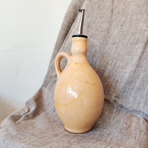 Ceramic olive or vinegar bottle handmade in Spain Kitchen storage container of 500 ml Yellow