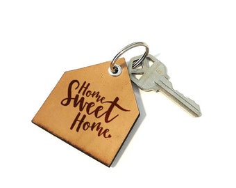 Lovely Home Sweet Home Keychains AG0054 4 Imitation Leather Pendant Charms Green