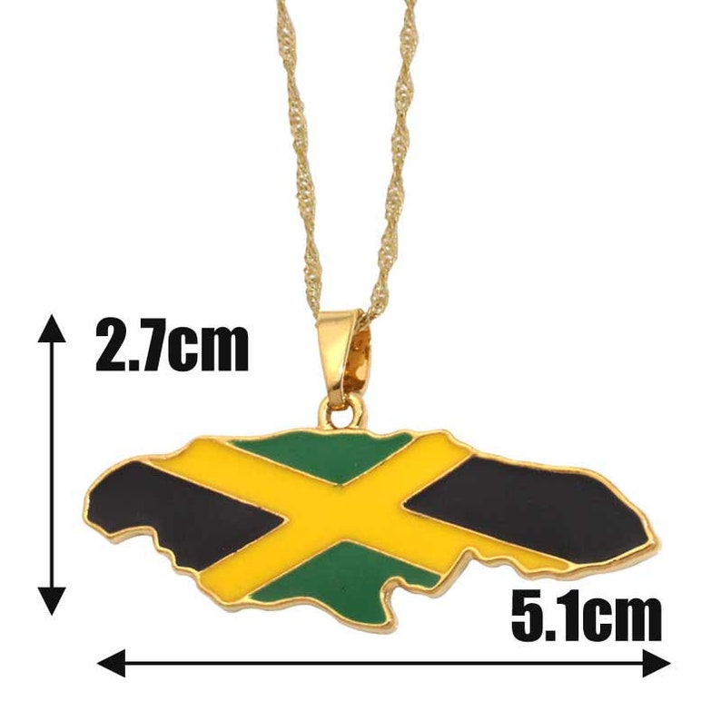 Jamaica map pendant necklaces gold color rlw1382