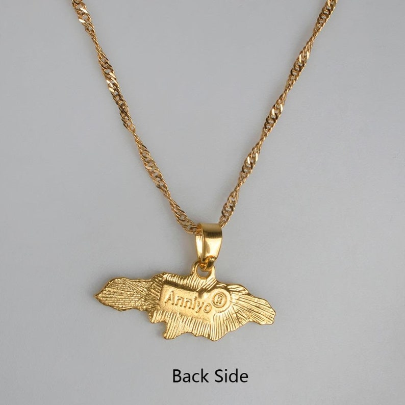 Jamaica map pendant necklaces gold color rlw1382