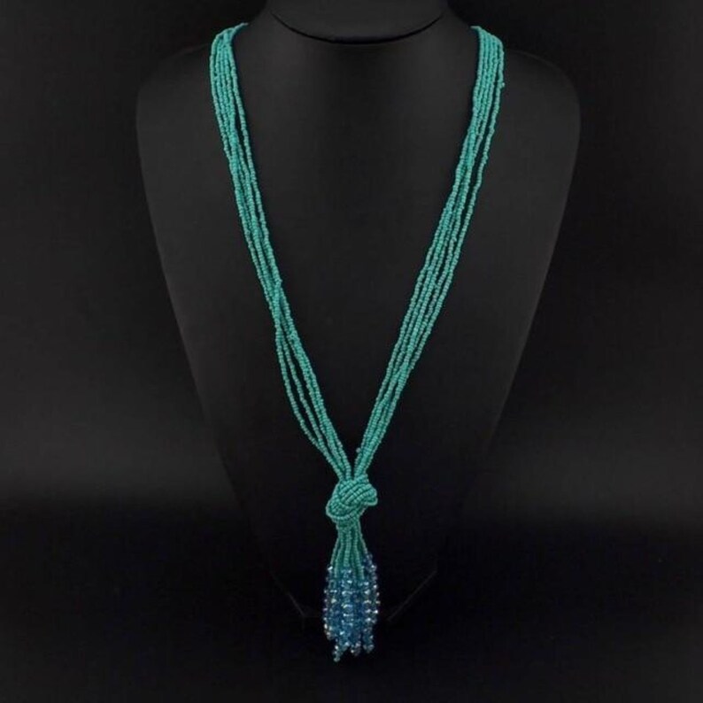 Female Fashion Handmade Acrylic Beads Tassels Long Necklace RLW2557