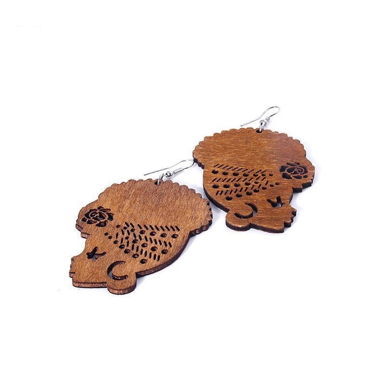 African head wrap turban shaped wooden earrings rlw959