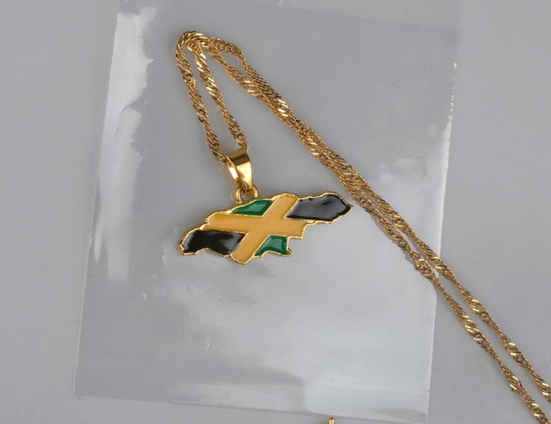 Jamaica map pendant necklaces gold color rlw1382