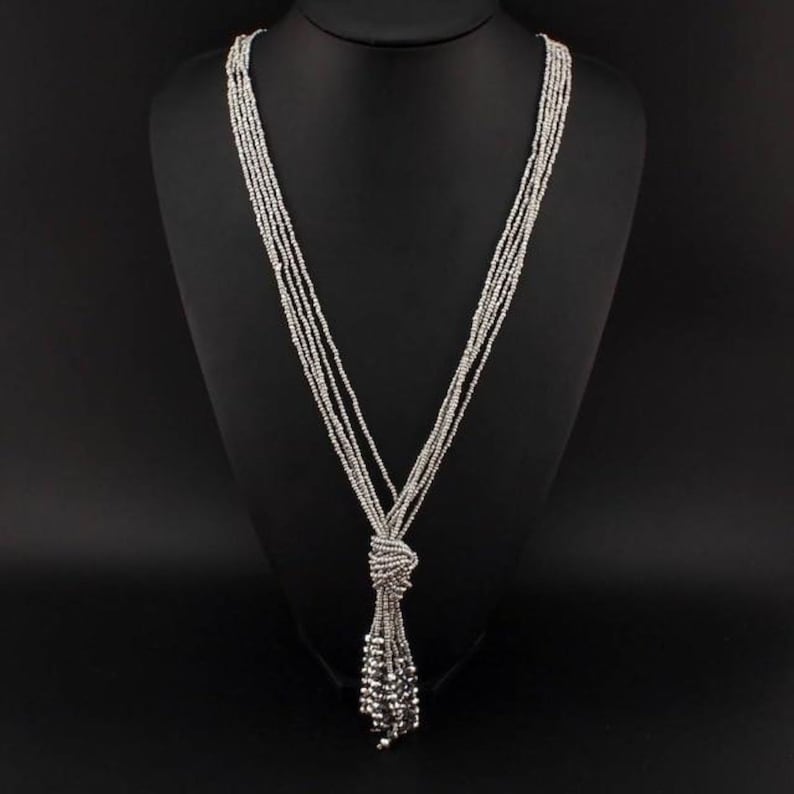 Female Fashion Handmade Acrylic Beads Tassels Long Necklace RLW2557