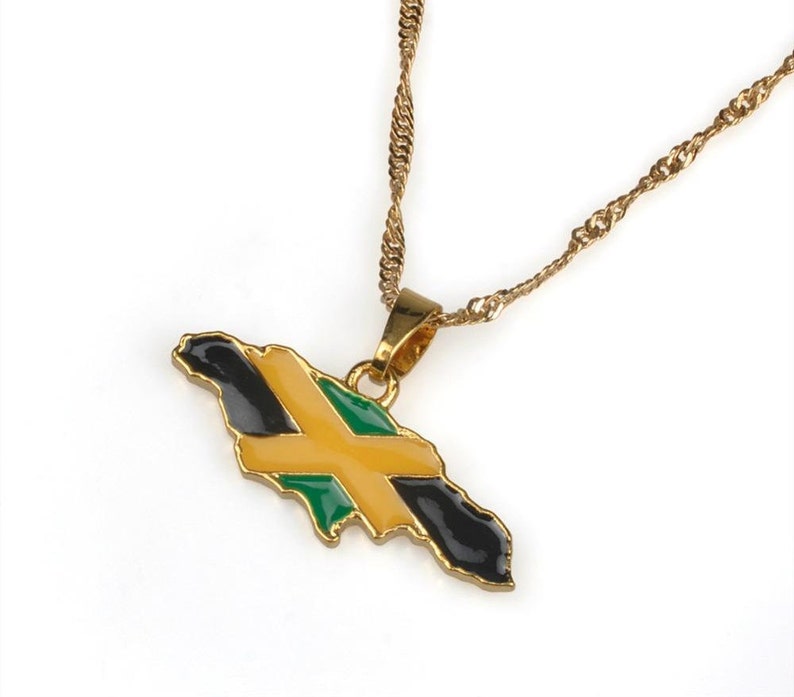 Jamaica map pendant necklaces gold color rlw1382