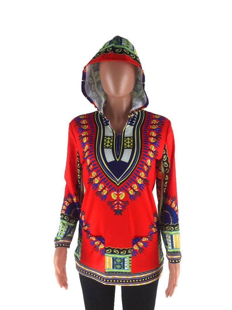 African dashiki print ladies light top with Hoodie RLW1434