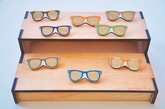 Wooden Laser Cut Wayfarer Sunglasses Brooch Etsy Australia