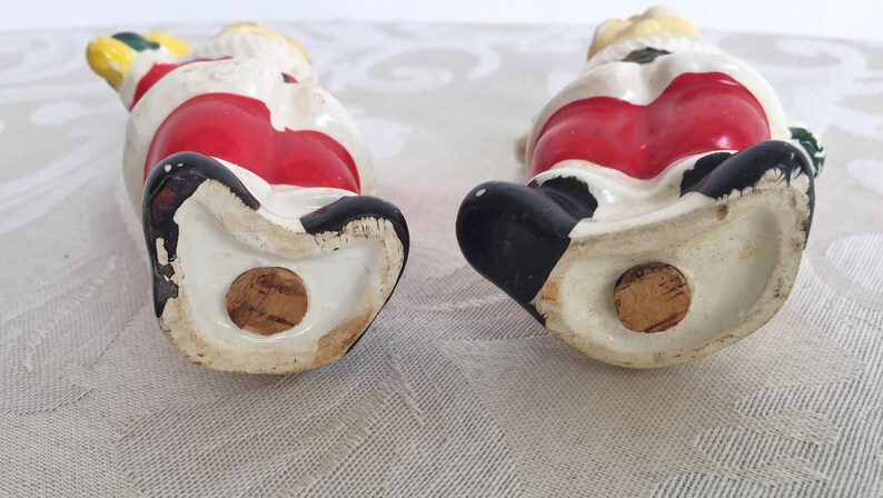 Vintage Santa Salt /& Pepper Shakers Ceramic Holiday Christmas Kitchen Decor Santa Claus 1940/'s 1950/'s Mid Century Figurines w Cork Stoppers