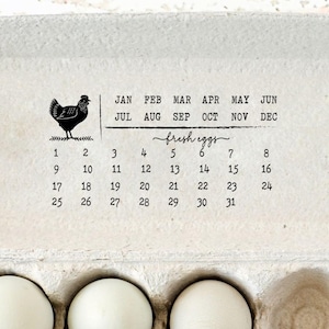 Egg Carton Stamp Eggs Date Stamp For Carton Labels Farm Fresh Eggs Date Collected, Perpetual Calendar For Farmer Packaging Chicken Coop Eggs