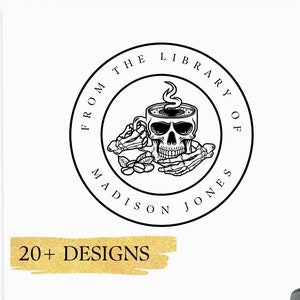 Skull Custom Book Embosser, Library Stamp, Book Stamp, Self Inking, From  the Library of Stamp, Book Lover Gift, Ex Libris Personalized Gift 