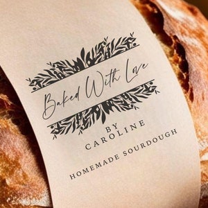 Sourdough Stamp Baked With Love Stamp Sourdough Bread Label Made With Love For Baked Goods Artisan Bakery Homemade Gift Tag Custom Name