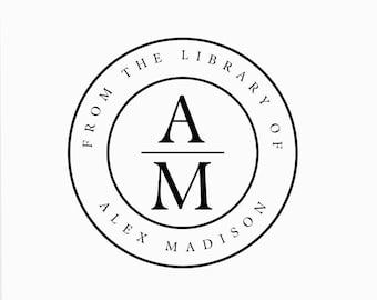 Custom Initials Book Stamp Self-Inking Library Stamp Minimalist Monogram Stamp Book Lovers Gift Embosser For Bookish Men Women Teachers