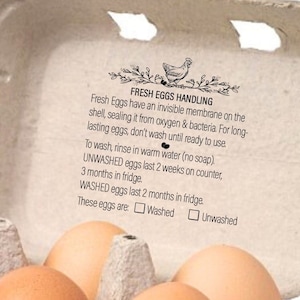Egg Handling Stamp Egg Instructions Stamp Egg Carton Stamp, Safe Eggs Information, Farm Fresh Eggs Stamper, Chicken Egg Care Farmer's Market