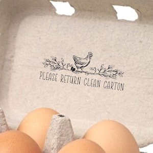 Egg Carton Rubber Stamp Please Return Carton Stamp, Clean Egg Carton Stamper, Chicken Farm Coop Accessory, Small Stamper Farmers Market