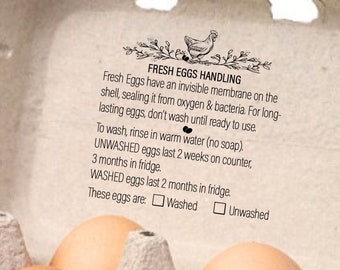 Egg Handling Stamp Egg Instructions Stamp Egg Carton Stamp, Safe Eggs Information, Farm Fresh Eggs Stamper, Chicken Egg Care Farmer's Market