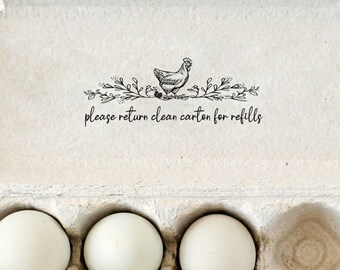 Egg Carton Stamp Return Carton Stamp, Please Return Clean Carton Chicken Farm Rubber Stamp, Chicken Coop Accessory, Backyard Chicken Gift