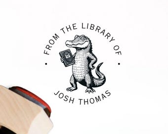 Personalized Crocodile Book Stamp Gift For Alligator Book Lover Croc  Library Stamp, Bookworm Reader Custom Gift For Teacher Classroom Gift
