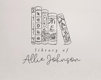 Sello personal para biblioteca, sello de biblioteca floral bohemio para libros, sello autoentintable con nombre Ex Libris, regalo para mujeres amantes de los libros y lectoras empedernidas.