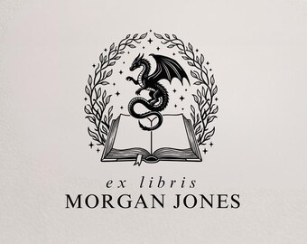 Sello de biblioteca de dragones personalizado Ex Libris Sello mágico de libro de dragón autoentintable, ex libris para lectores de fantasía Diseño gótico mítico, amante de los dragones