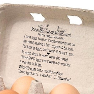 Egg Handling Instructions Stamp Egg Carton Card Stamp, Safe Eggs Information, Farm Fresh Eggs Stamper, Chicken Egg Care Farmer's Market Tags