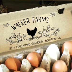 Custom Egg Carton Stamp Chicken Egg Cartons Stamp, Farmhouse Decor Gift, Hand Gathered Hen Fresh Eggs, Farm Name Logo, Personalized Carton